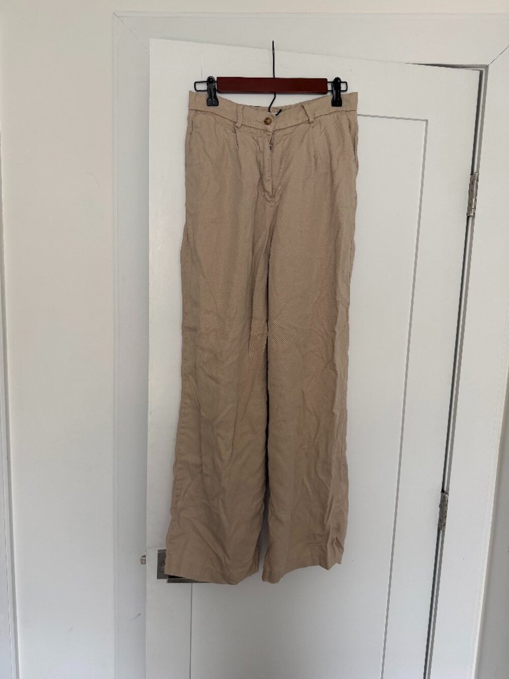 Yerse Linen Cotton Trousers Beige Relaxed Small